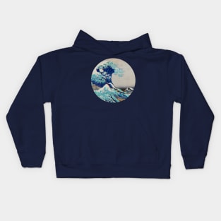 Trippy Aesthetic The Great Wave off Kanagawa circle Kids Hoodie